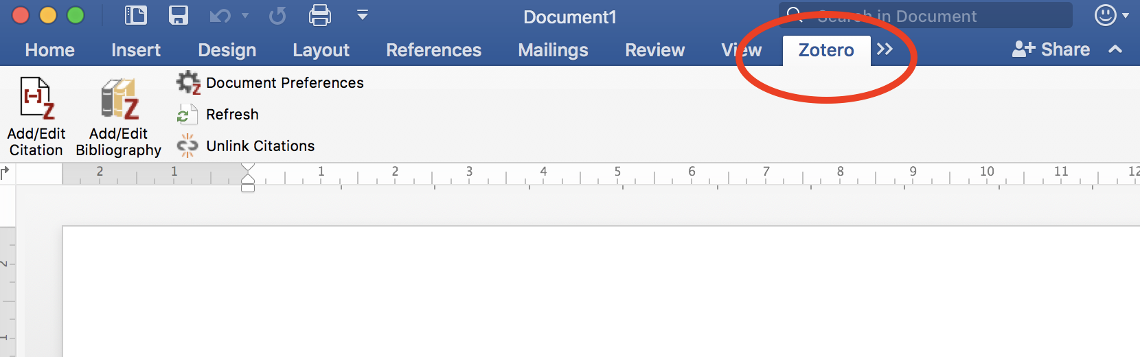 where is the zotero toolbar in word for mac 2011